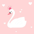 cute lovely princess swan on pink background vector illustration

