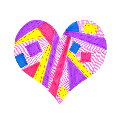 Bright color heart with abstract pattern