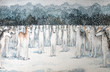 Dogs in winter, watercolor