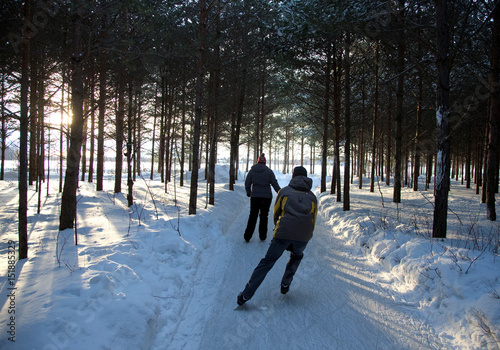 People Skate Through The Forest At Domaine De La Foret Perdu Or