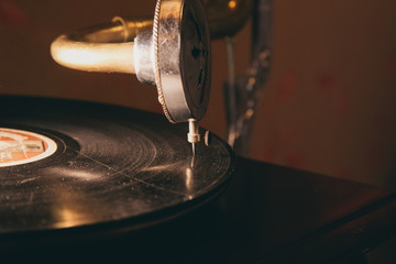 Wall Mural - vintage gramophone plays a record