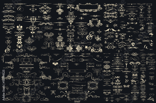 Fotografie, Obraz Mega collection of vector hand drawn flourishes for design