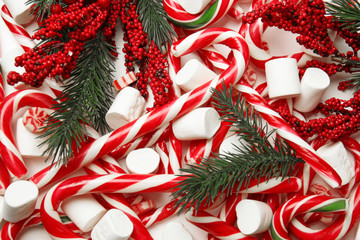 Wall Mural - Christmas candy canes as background