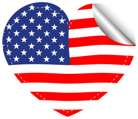 Poster - Flag of America in heart shape