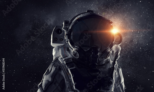 Astronaut in outer space. Mixed media Obraz na płótnie