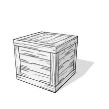 3D Wooden Crate Executed In Cartoon Style. Vector Template On A Theme Of Cargoes And Warehouses.