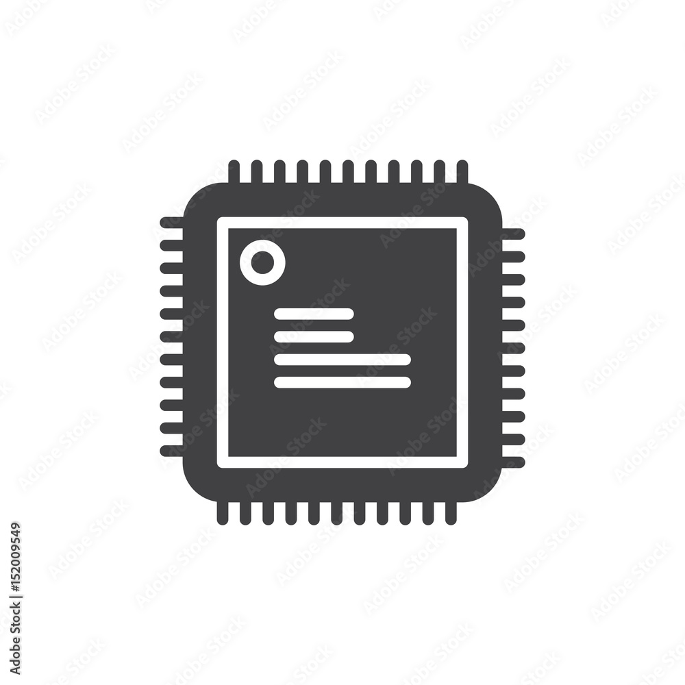 Cpu, processor icon vector, filled flat sign, solid pictogram isolated ...