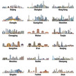 China largest cities skylines vector illustrations