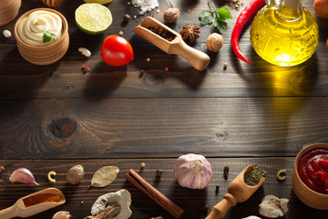 Canvas Print - spice and herb on wood