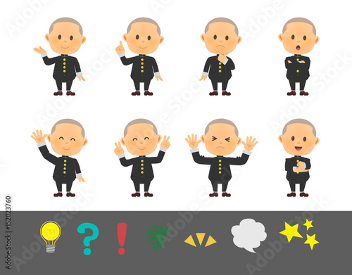 学生服の少年ポーズ8種 Adobe Stock でこのストックベクターを購入して 類似のベクターをさらに検索 Adobe Stock