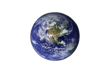 earth isolated on  blackground white Earth globe model, maps courtesy of NASA