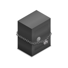 Lock Safe Icon On Padlock And Chain