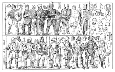 Art of war, clothing, armor and weapons through medieval times