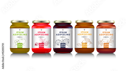 Glass jar with jam, vector Poster Mural XXL