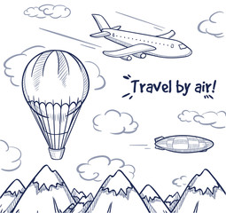 Wall Mural - Doodle Air Trip Concept