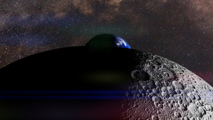 Wall Mural - moon with planet earth and many stars