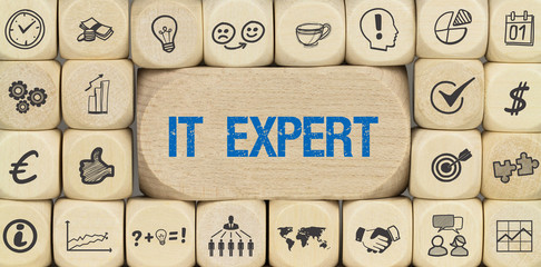 Wall Mural - IT Expert / Würfel mit Symbole