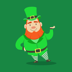 Sticker - Cute cartoon dwarf Leprechaun. Saint Patricks Day colorful character