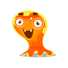 Wall Mural - Funny cartoon friendly slimy monster. Cute bright jelly character vector Illustration