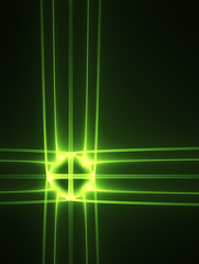 Wall Mural - Cross shone by green light on black background