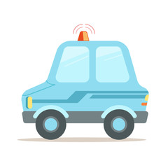 Sticker - Light blue cartoon police car vector Illustration