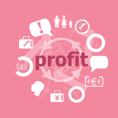 Poster - Text Profit. Business concept . Set of flat icons for mobile app and web
