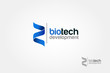 Biotech Development Vector Logo Template. Blue cross ribbon vector design logo.