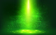 Green smoky light with particles abstract vector background