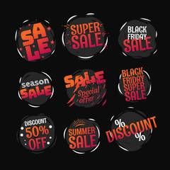 Aufkleber - Different color sale banners vector collection. Web promo banners set