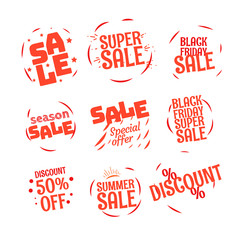 Aufkleber - Different color sale banners vector collection. Web promo banners set