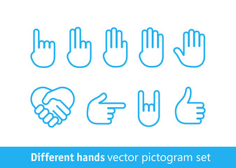 Poster - Different hands vector pictogram set. Different lineart style icons vector collection