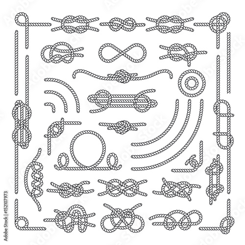 Fotografía Nautical rope knots vector decorative vintage elements
