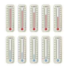 Poster - thermometers with different temperature on them. vector illustrations set