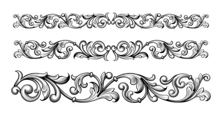 vintage baroque victorian frame border monogram floral engraved scroll ornament leaf retro flower pa