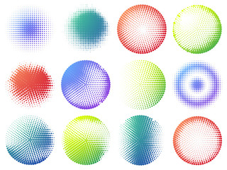 Poster - Set of colored abstract halftone dot circle backgrounds. Vector illustration
