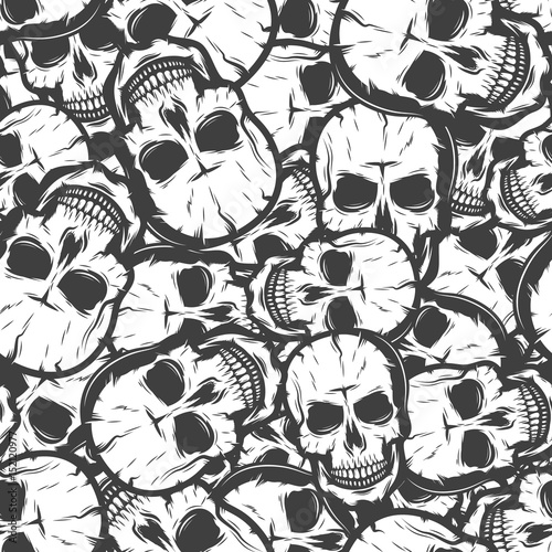 Seamless Pattern With Skulls Vector Illustration Background Black And