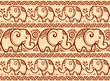 Henna mehndi style vector tiny elephants seamless pattern