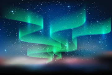 Wall Mural - aurora blue sky and a lot of star in form of milky way, astronomy background, vector illustration