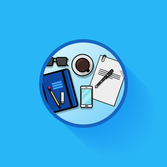 Leinwandbilder - Outline business set. Vector illustration