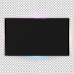 Realistic tv screen template with backlight ambient lighting