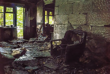 Burned House Inside, Burned Furniture, Interior Items