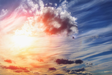 Wall Mural - Picturesque beautiful sunset with dramatic sky