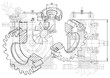Machine-building drawings on a white background, wheels.