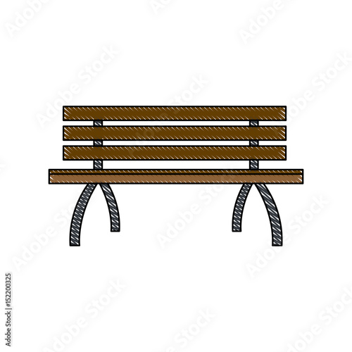 wooden standard bench, place for sitting outline vector illustration