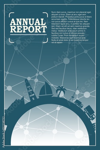 Objects Located Around The Circle Design Background Design Background Cargo Port Modern Vector Brochure Report Or Cover Template Molecule And Communication