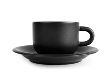 Black Coffee Cup Isolated On White Background.