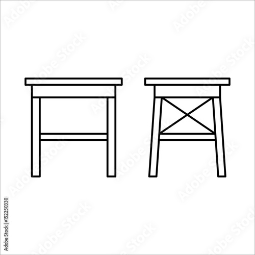 Wooden Chair Home Furniture Lineart Design Hand Drawn Sketch Of Single Object Interior Concept Vector Illustration On White Background Front And Side View Buy This Stock Vector And Explore Similar Vectors