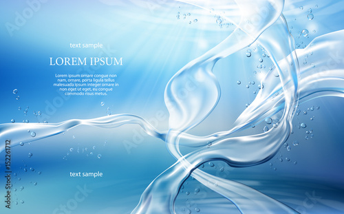 Fotografía Vector illustration background with flows and drops of crystal clear water of li