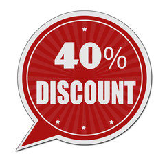 Poster - 40% discount red speech bubble label or sign