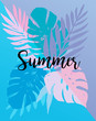 Summer, Tropical Paradise, beach, background with palm leaves